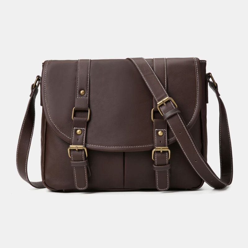 Herre Vintage Large Capacity Multi-pocket Pu Læder Lærertaske Crossbody Taske Brief Skuldertaske