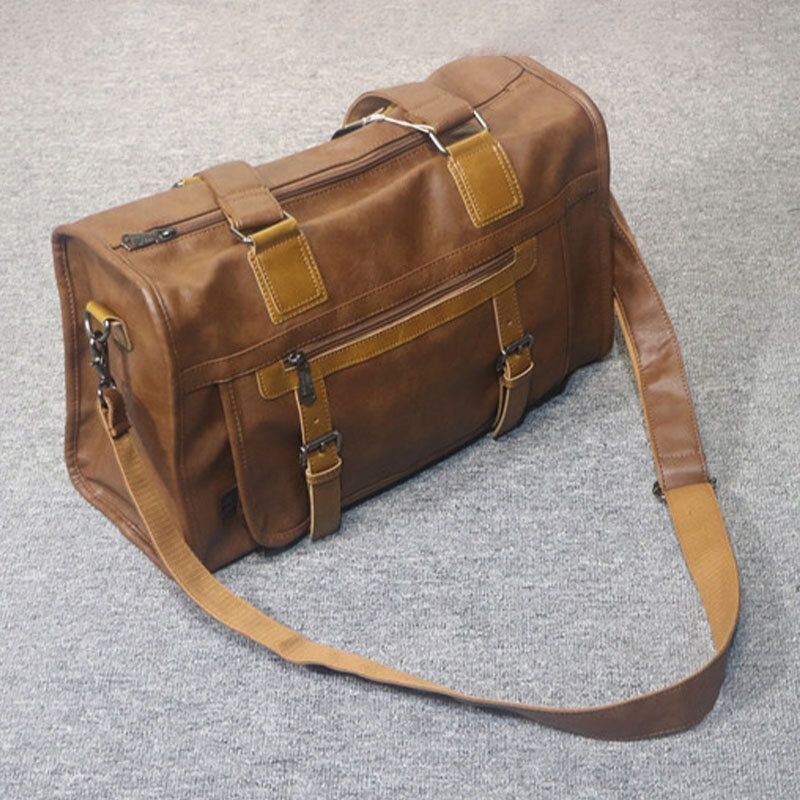 Herre Vintage Large Capaciy Slidfast Vandtæt Imiteret Læder Crossbody Taske Håndtaske