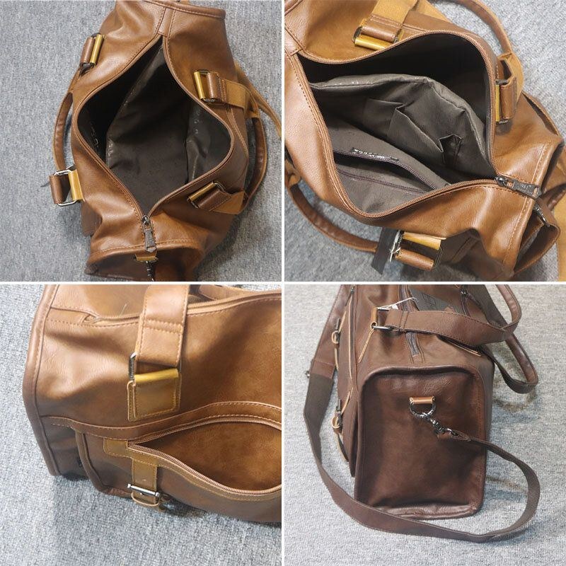 Herre Vintage Large Capaciy Slidfast Vandtæt Imiteret Læder Crossbody Taske Håndtaske