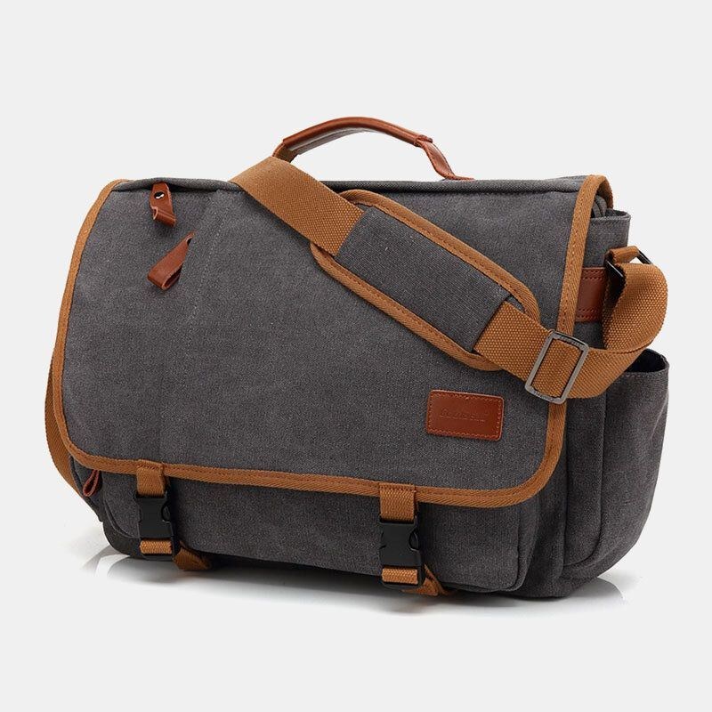 Herre Vintage Stor Kapacitet Vandtæt Canvas Casual Crossbody Taske Skuldertaske Rejsetaske