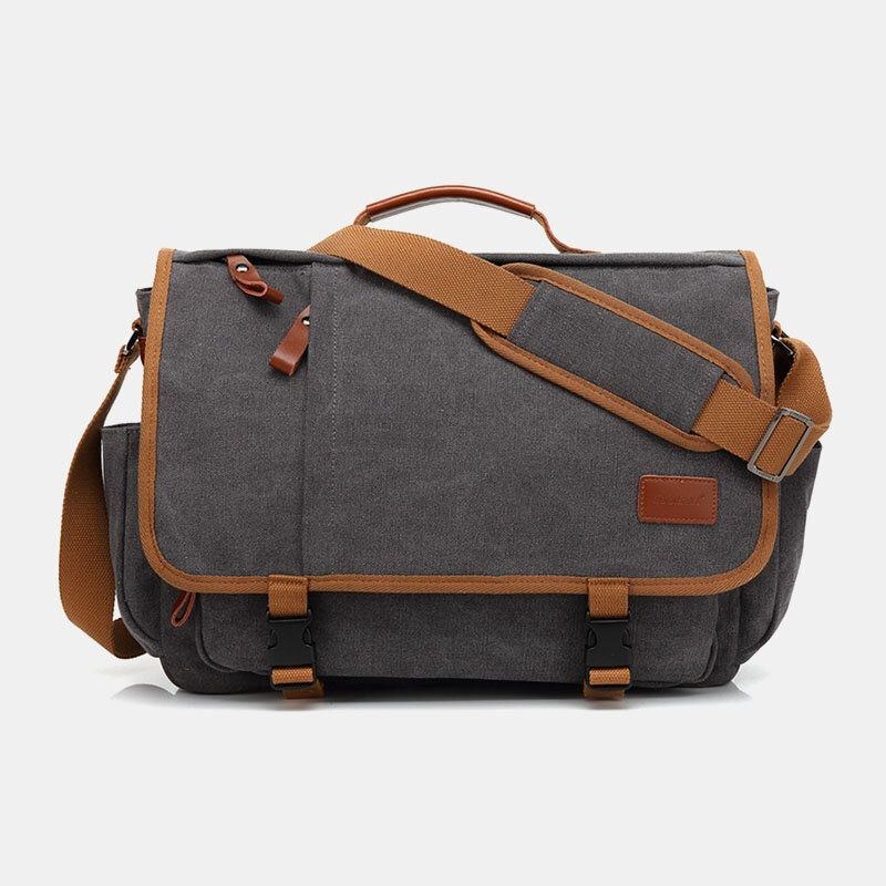 Herre Vintage Stor Kapacitet Vandtæt Canvas Casual Crossbody Taske Skuldertaske Rejsetaske