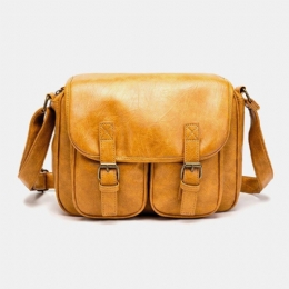 Herre Vintage Vandtæt Multi-lommer Flap-over Imiteret Læder Crossbody Taske