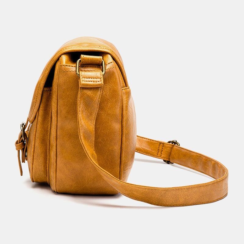 Herre Vintage Vandtæt Multi-lommer Flap-over Imiteret Læder Crossbody Taske