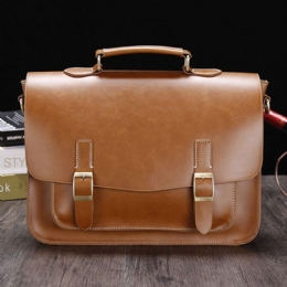 Herre Vintage Vandtæt Slidfast Faux Laether Business Briefcase Crossbody Skuldertaske