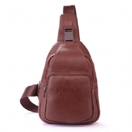 Retro Mænd Casual Outdoor Sport Brysttaske I Ægte Læder Crossbody-taske