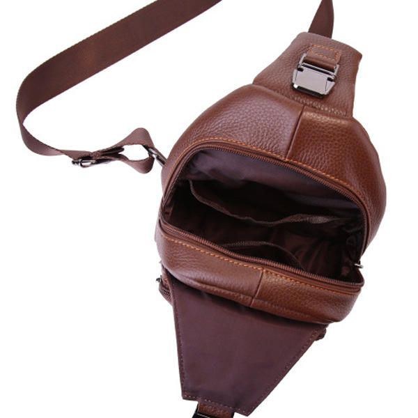 Retro Mænd Casual Outdoor Sport Brysttaske I Ægte Læder Crossbody-taske