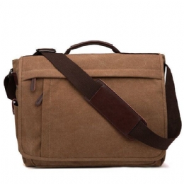 Stor Kapacitet Canvas Business Laptop-taske Skuldertaske Crossbody-taske Til Mænd