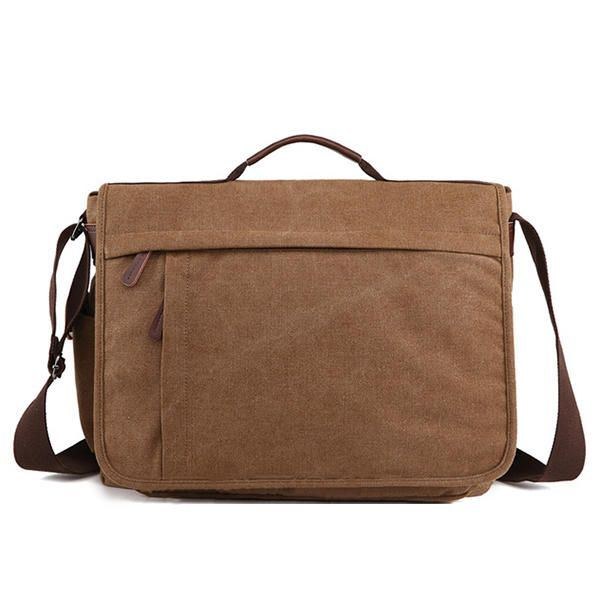 Stor Kapacitet Canvas Business Laptop-taske Skuldertaske Crossbody-taske Til Mænd