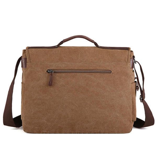 Stor Kapacitet Canvas Business Laptop-taske Skuldertaske Crossbody-taske Til Mænd