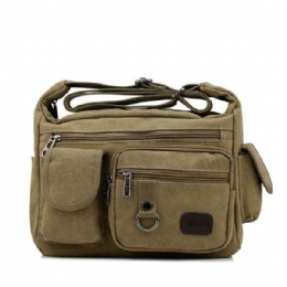 Stor Kapacitet Mænd Casual Canvas Skulder Taske Rejse Crossbody Taske