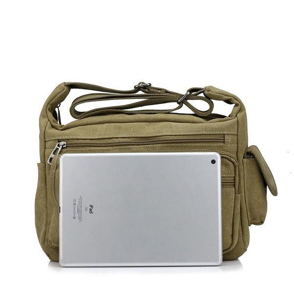 Stor Kapacitet Mænd Casual Canvas Skulder Taske Rejse Crossbody Taske