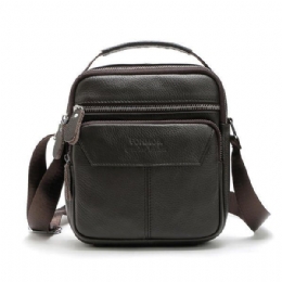 Vintage Ægte Lædersøm Casual Crossbody Skuldertaske Til Mænd