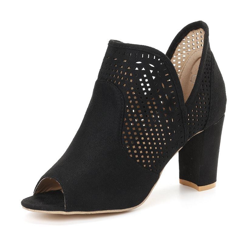 Dame Hollow Out Peep Toe Slip On Causal High Heel Office Pumps