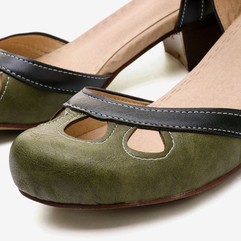 Dame Udhulet Farvesøm Plus Størrelse Spænde Chunky Heel Casual Pumps