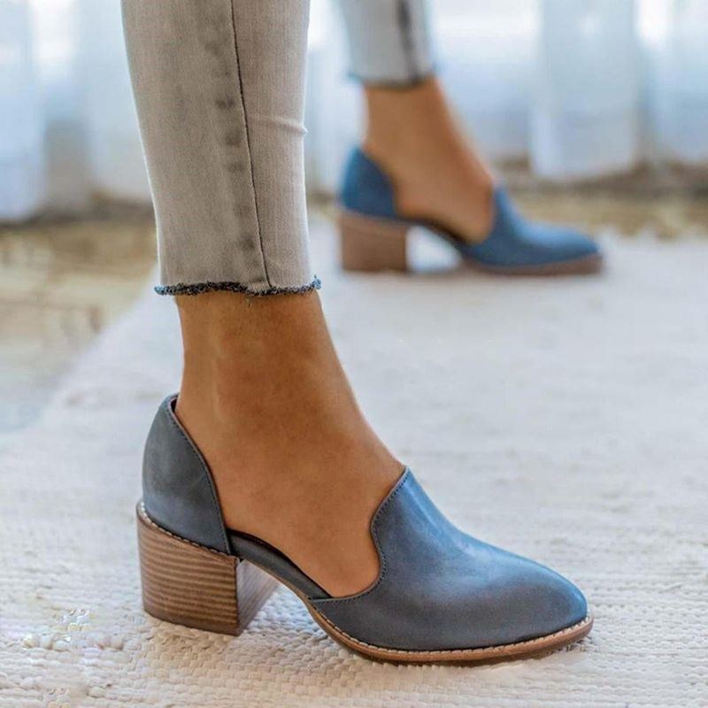 Kvinders Chunky Heel Pumps Casual Slip On-sko