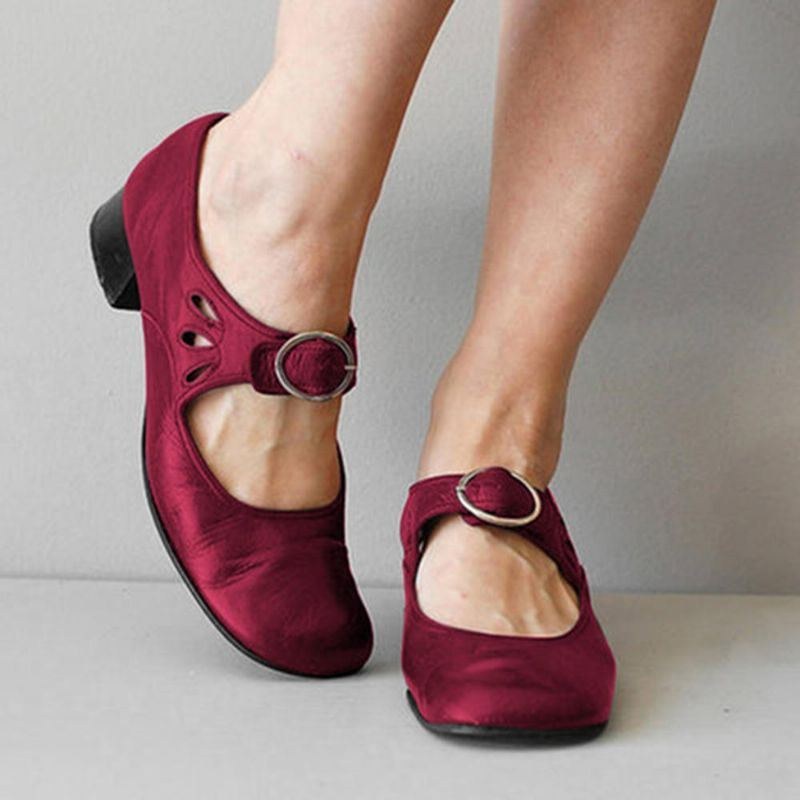 Kvinders Woemn Retro Hollow Out Low Heel Pumps